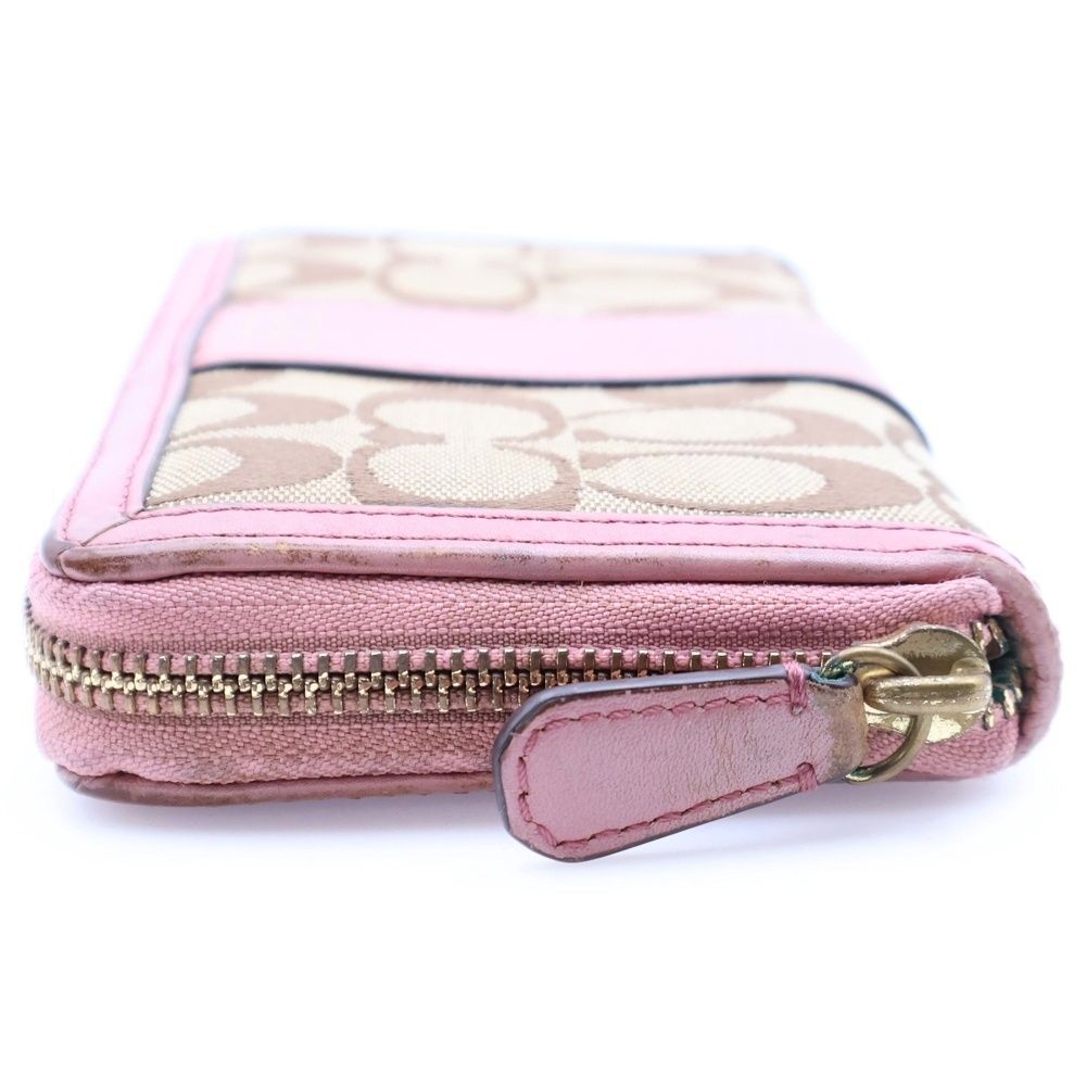 COACH (コーチ) シグネチャー キャンバス レザー ラウンドファスナー