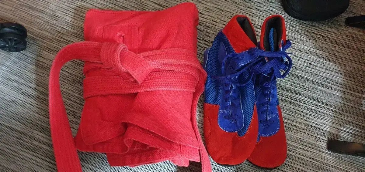 サンボ柔道着 トップス サンボシューズ セット 赤