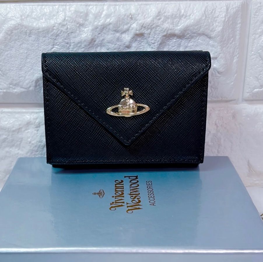  ‎登場 ショッパー付 Vivienne Westwood 3つ折り財布 ブラック 三つ折り財布 折り財布