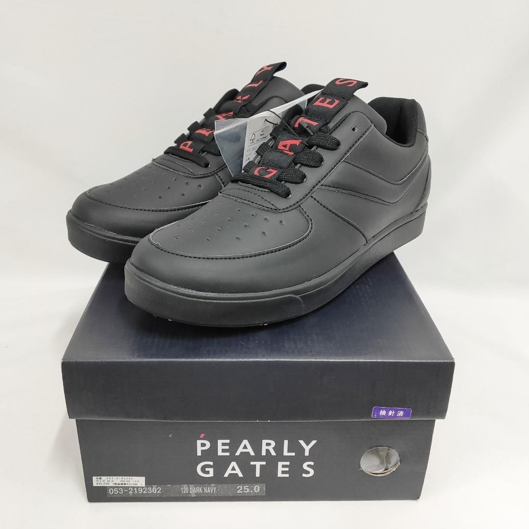 新品 未使用 パーリーゲイツ メゾンロゴ柄 ゴルフシューズ ブラック