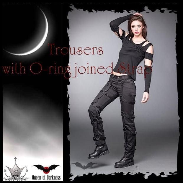 レディース ゴシック パンク 取り外し 外付け ボンテージ ボトム 蝙蝠刻印プレート 再入荷 woj057