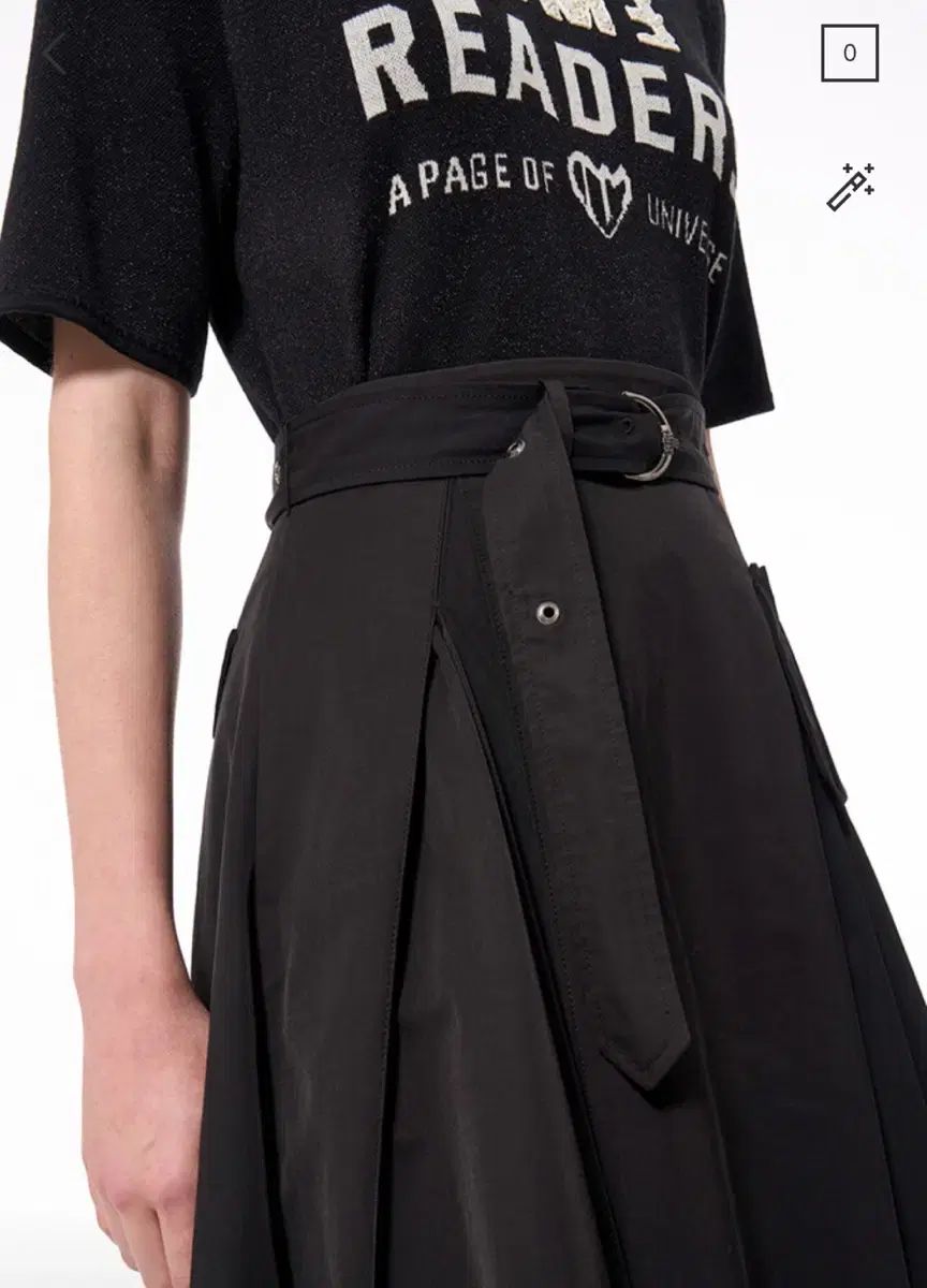 ハンサム タイム TIME シグネチャー ベルト付き ポケット ロング フ スカート ブラック シャカシャカ素材