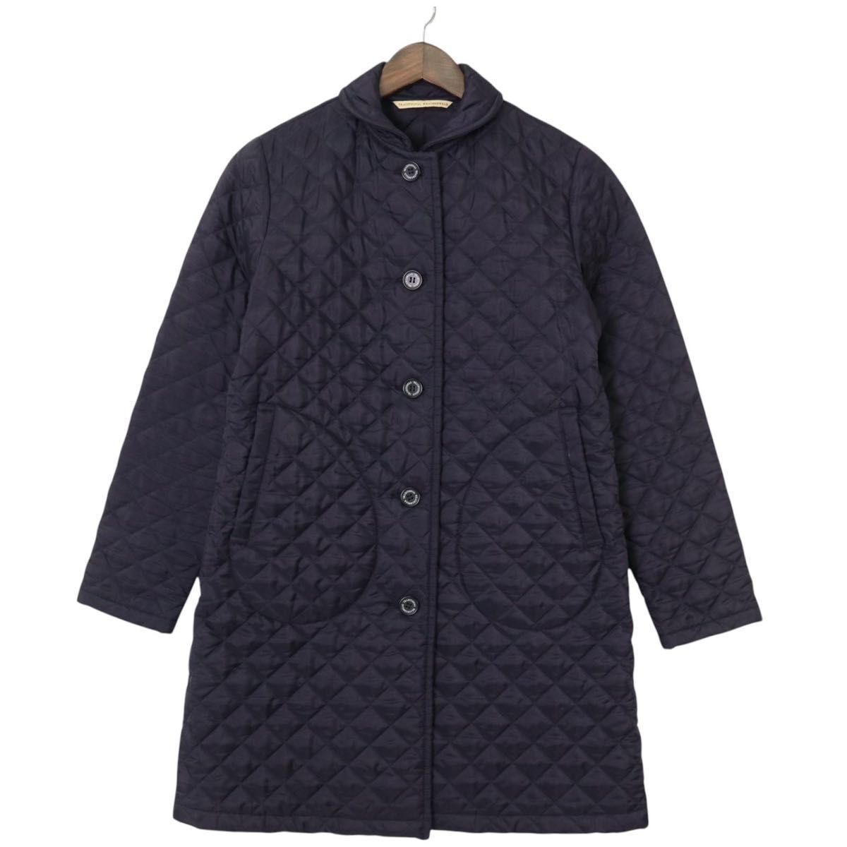 Traditional Weatherwear RUM キルティングコート 36 レディース 定番 人気 Aライン キルティング ロゴボタン ロング丈 秋 冬 軽量 英国