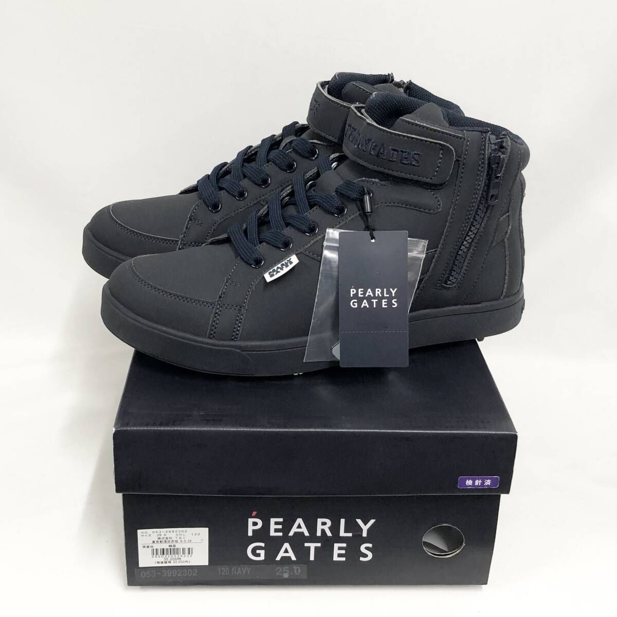 新品 未使用 パーリーゲイツ ミドルカット ゴルフシューズ ネイビー