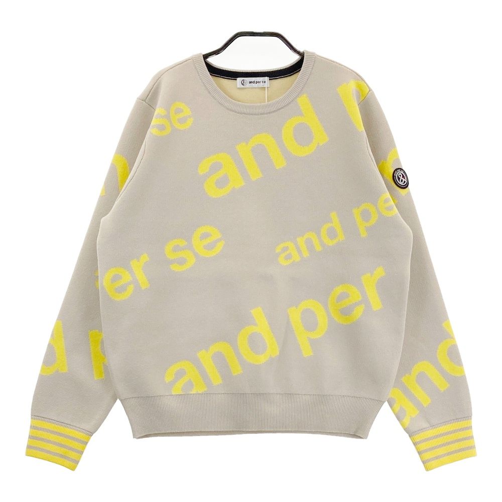 サイズ L AND PER SE アンパスィ モデル 長袖ニットセーター ロゴ総柄 ブラウン系 240101559122 ゴルフウェア レディース ストスト