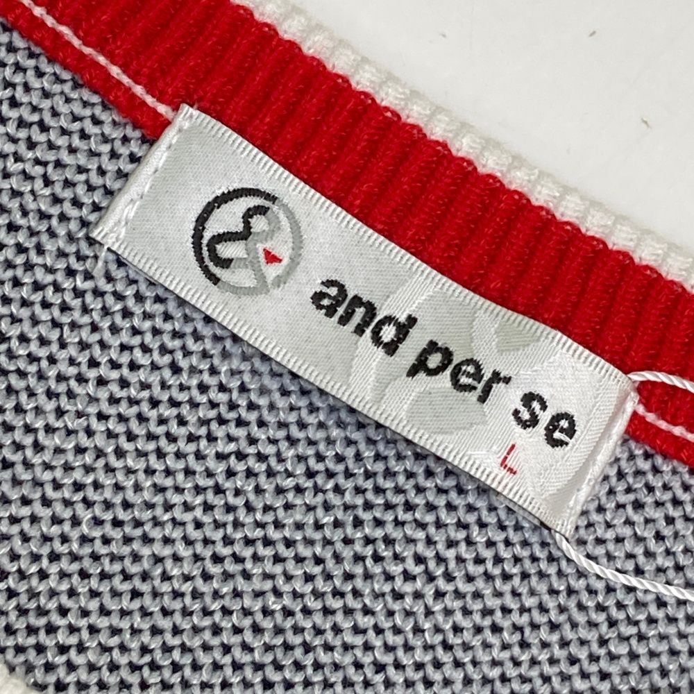  サイズ L AND PER SE アンパスィ モデル 長袖ニットセーター ロゴ総柄 ホワイト系 ゴルフウェア レディース ストスト セーター トレーナー レディースウェア