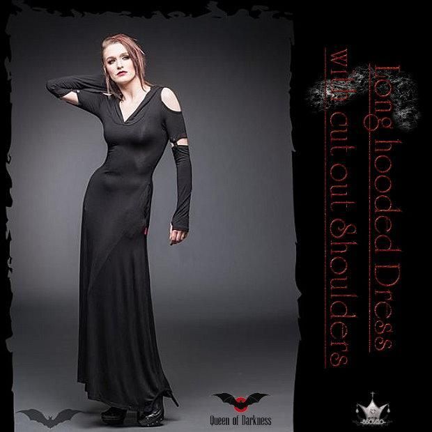 ゴシック 服 ワンピース 超ロング 黒 アームカバー付 ジャーマン ビジュアル系 V系 wow094