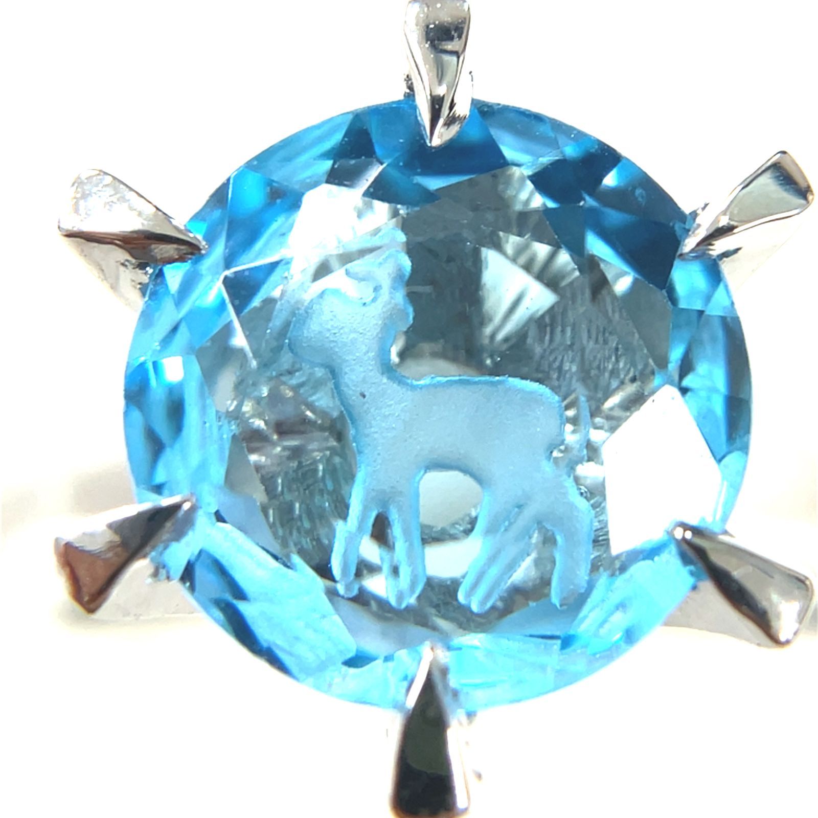 トナカイ ブルートパーズ プラチナ リング PT 900