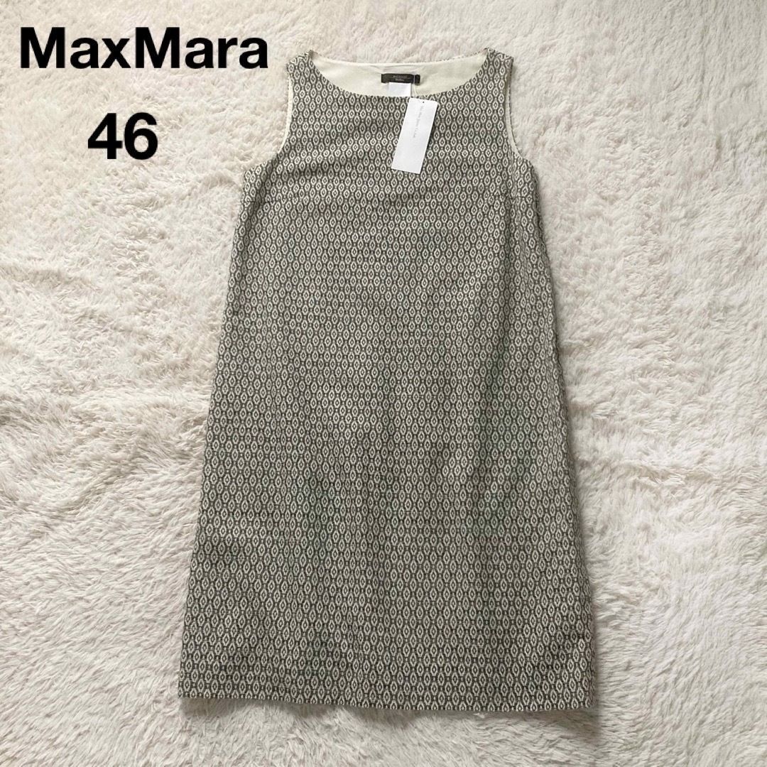 ウイークエンドマックスマーラ ノースリーブコットンワンピース Aライン 総柄 大きいサイズ46 WEEKEND MaxMara
