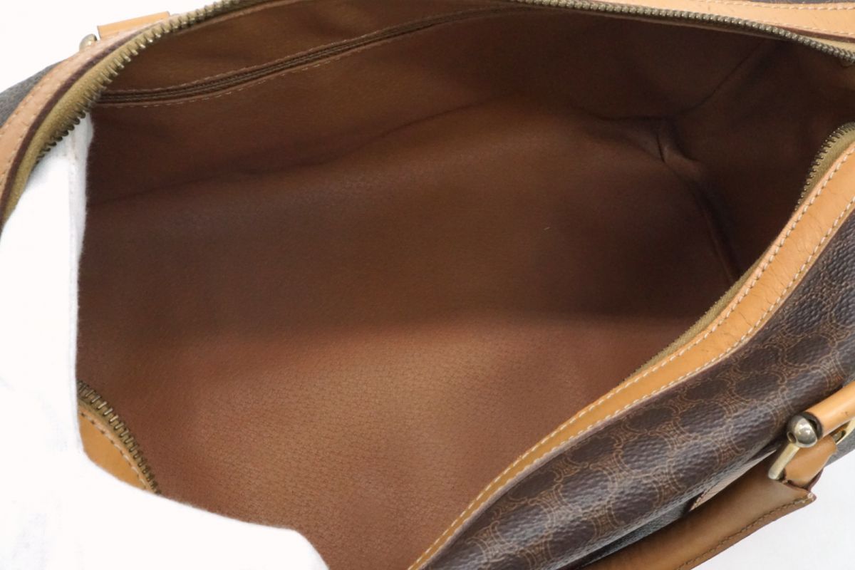 セリーヌ ヴィンテージ マカダム ミニボストン ハンドバッグ トート トリオンフロゴ Unisex PVCレザー 茶 ブラウン CELINE 4367h GINKGOPHARMACY_COM