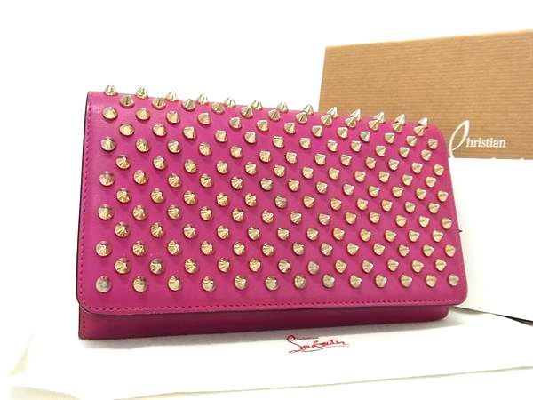 Christian Louboutin スタッズ長財布 ピンク クリスチャンルブタン ラウンドファスナー長財布 マルチスタッズ
