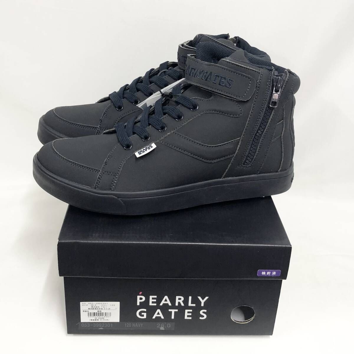 新品未使用 パーリーゲイツ ミドルカット ゴルフシューズ ネイビー26cm