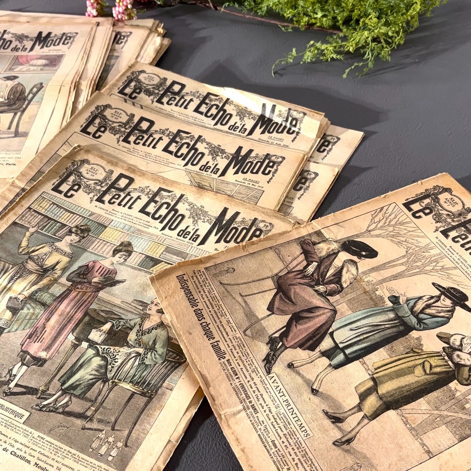 だけど経年が美しい 25冊子 Le Petit Echo de la Mode 1919年 1920年 フランス アンティーク 紙もの ジャーナル 素材 冊子