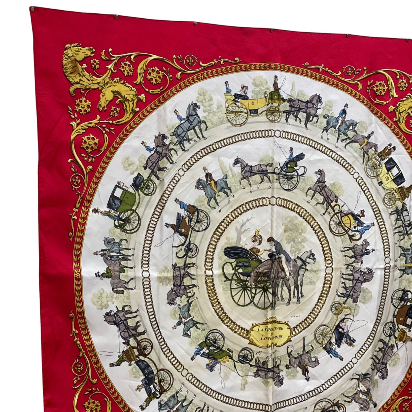 エルメス カレ90 LA PROMENADE DE LONGCHAMPS シルクスカーフ 