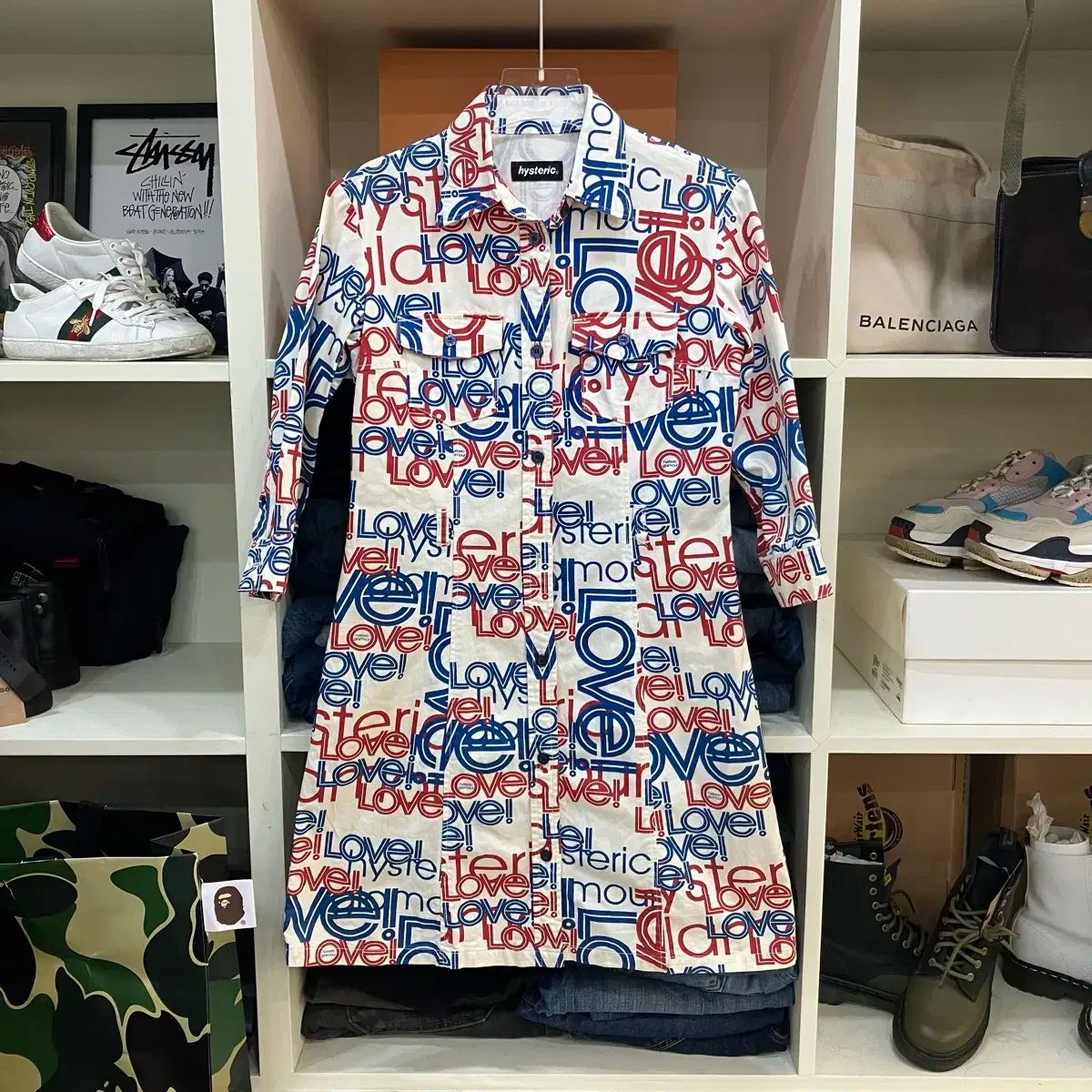 HYSTERIC GLAMOUR ヒステリックグラマー マルチロゴ ウェスタン ロングシャツ F