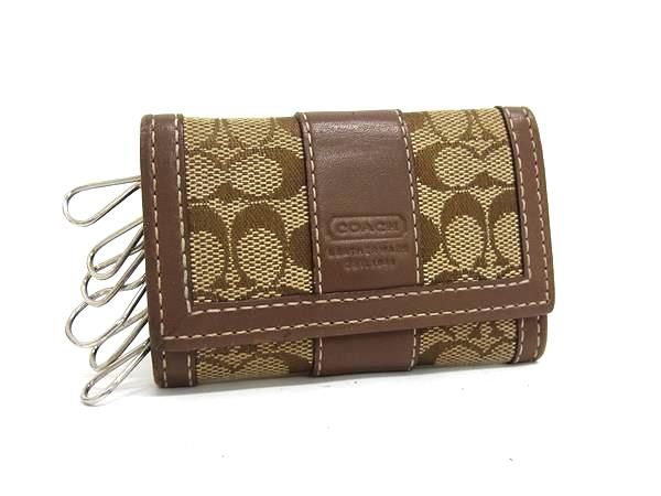 COACH コーチ シグネチャー キャンバス×レザー 6連 キーケース 鍵入れ