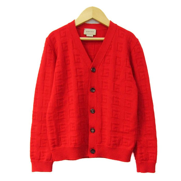 グッチ カーディガン G柄 イタリア製 トップス 女の子 キッズ 男の子用 6 Yサイズ レッド GUCCI