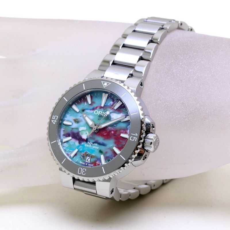 ORIS オリス アクイスデイト アップサイクル 01 733 7770 4150 Set 腕時計 メンズ ステンレススチールxセラミック 40155