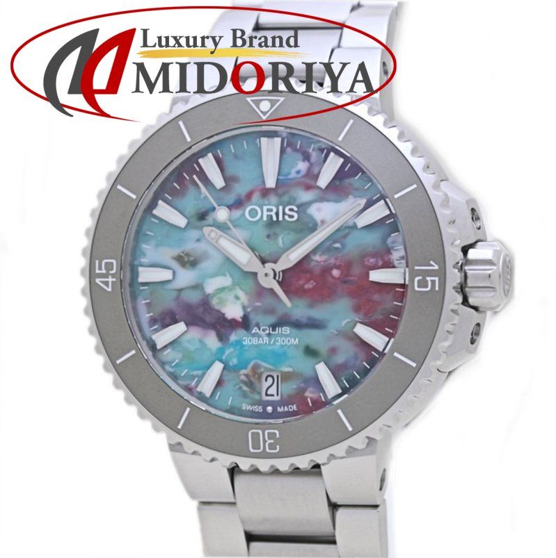 ORIS オリス アクイスデイト アップサイクル 01 733 7770 4150-Set 腕時計 メンズ ステンレススチールxセラミック 40155