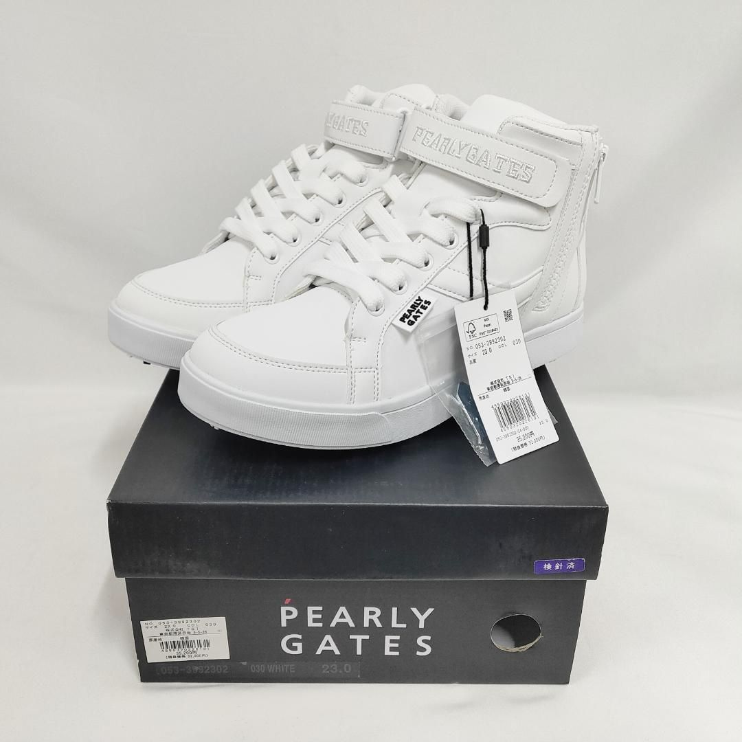 新品 未使用 パーリーゲイツ ミドルカット ゴルフシューズ ホワイト