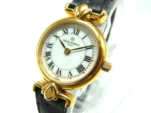 MICHEL HERBELIN ミッシェル エルブラン レザー クォーツ 腕時計
