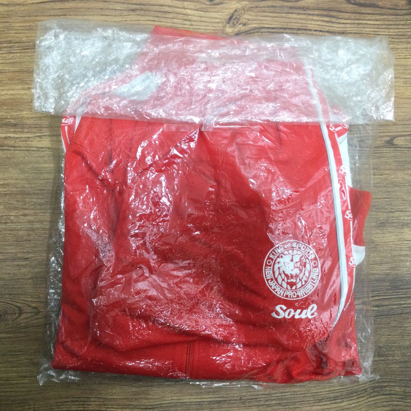 11086 SOUL SPORTS 新日本プロレス ジャージ セットアップ 上下セット Lサイズ レッド ホワイト ポリエステル NJPW