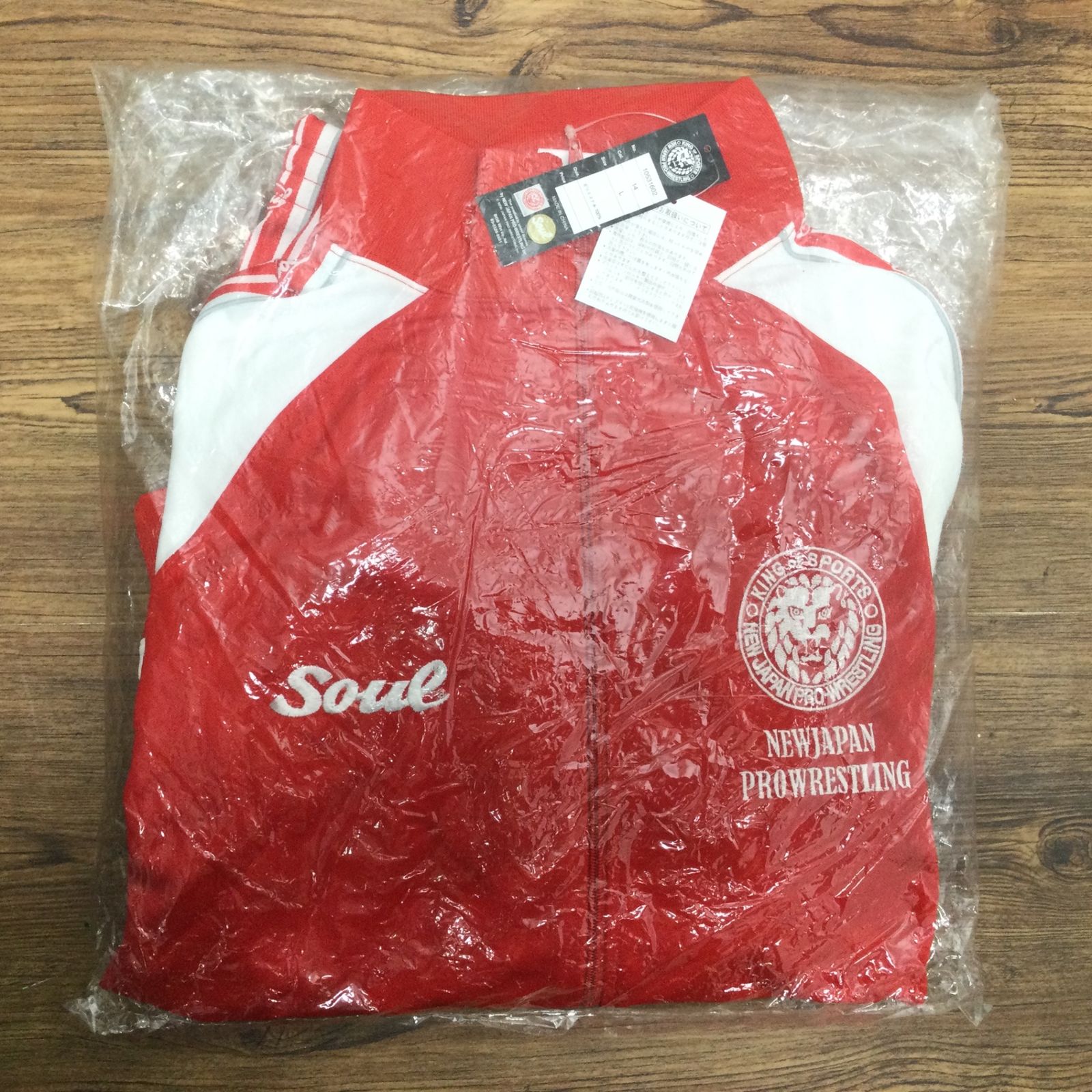 11086 SOUL SPORTS 新日本プロレス ジャージ セットアップ 上下セット Lサイズ レッド ホワイト ポリエステル NJPW