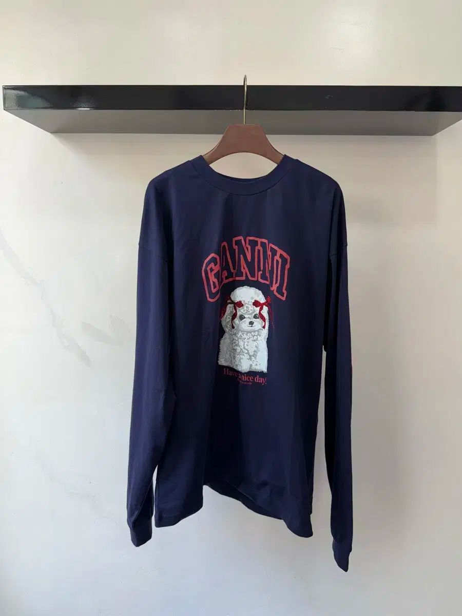 犬のプリンティング オーバーサイズ 長袖 Tシャツ