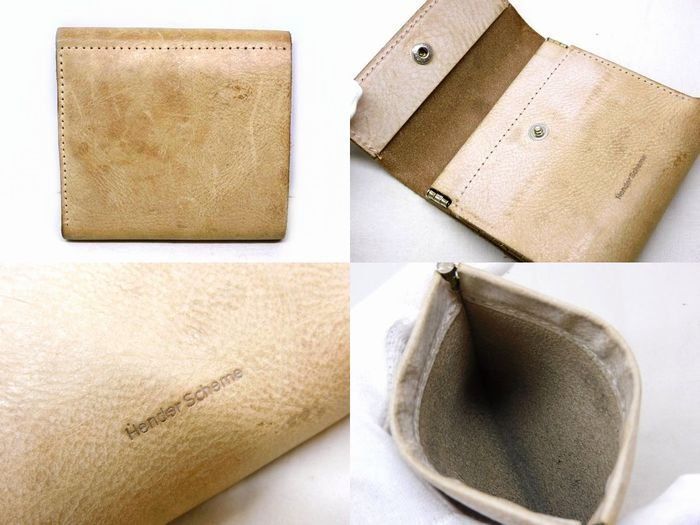 3 F エンダースキーマ 財布 ベージュ レザー 3つ折り コンパクト ウォレット Hender Scheme 7 K