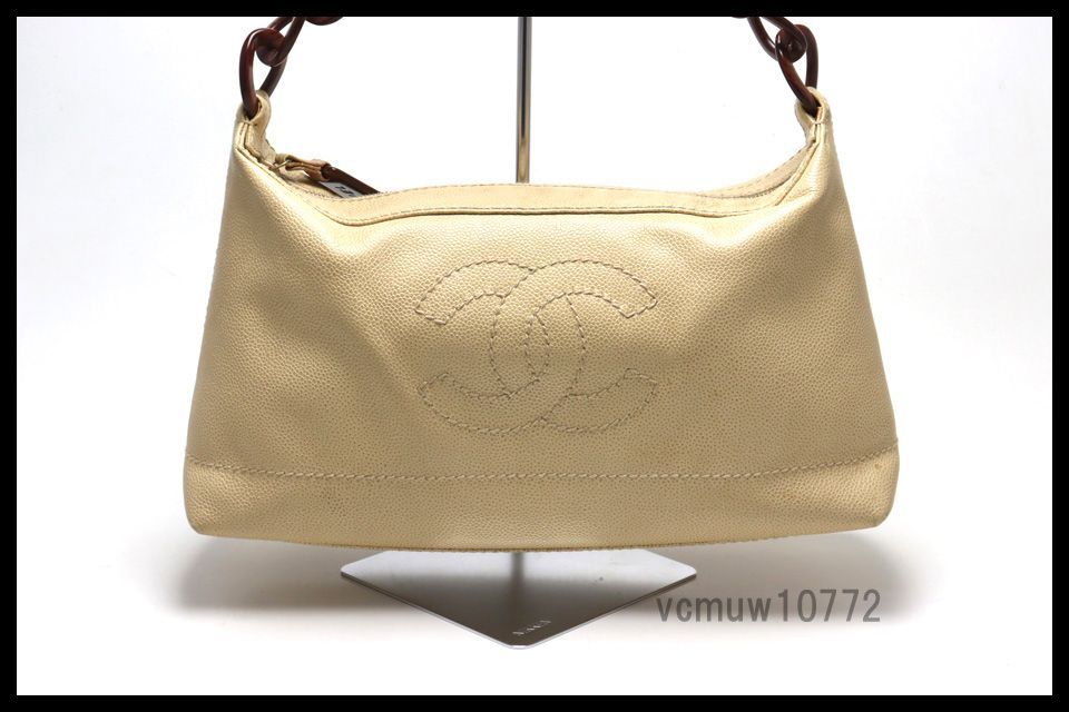 美 CHANEL 7番台 キャビアスキン デカココ GD金具 レザー チェーンショルダーバッグ シャネル 1030wv5599834