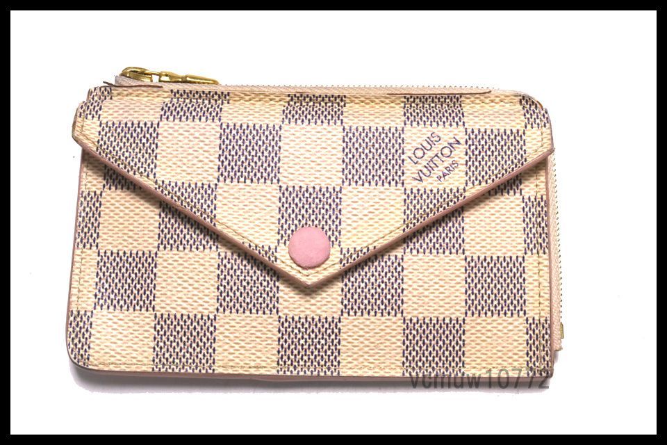 RFIDタグ近年 美 ルイヴィトン ダミエアズール ポルトカルトレクトヴェルソ レザー ラウンドファスナー コインケース 1030oq24501