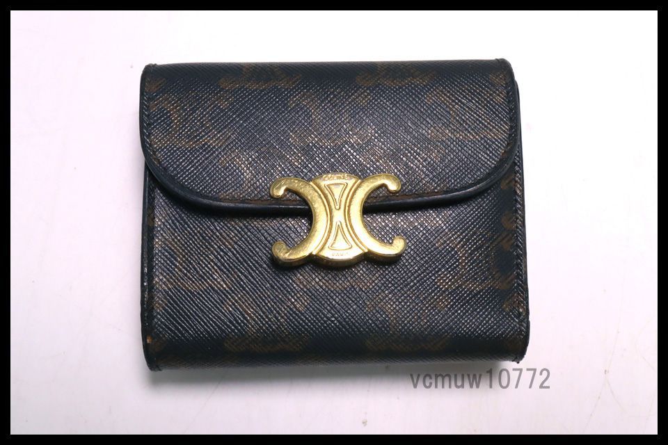 美 CELINE トリオンフ スモールフラップウォレット レザー 3つ折り財布 セリーヌ 1030rp29027