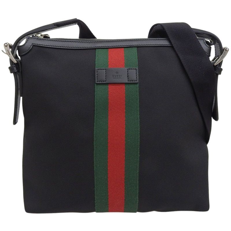 グッチ GUCCI シェリーライン ショルダーバッグ 斜め掛けショルダー キャンバス レザー ブラック 387111 新入荷 GU0659