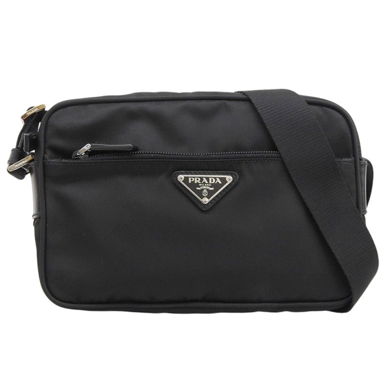 プラダ PRADA ショルダーバッグ 斜め掛けショルダー ナイロン/レザー ブラック BT0167 中古 新入荷 OB2704 プラダ PRADA ショルダーバッグ 斜め掛けショルダー ナイロン/レザー