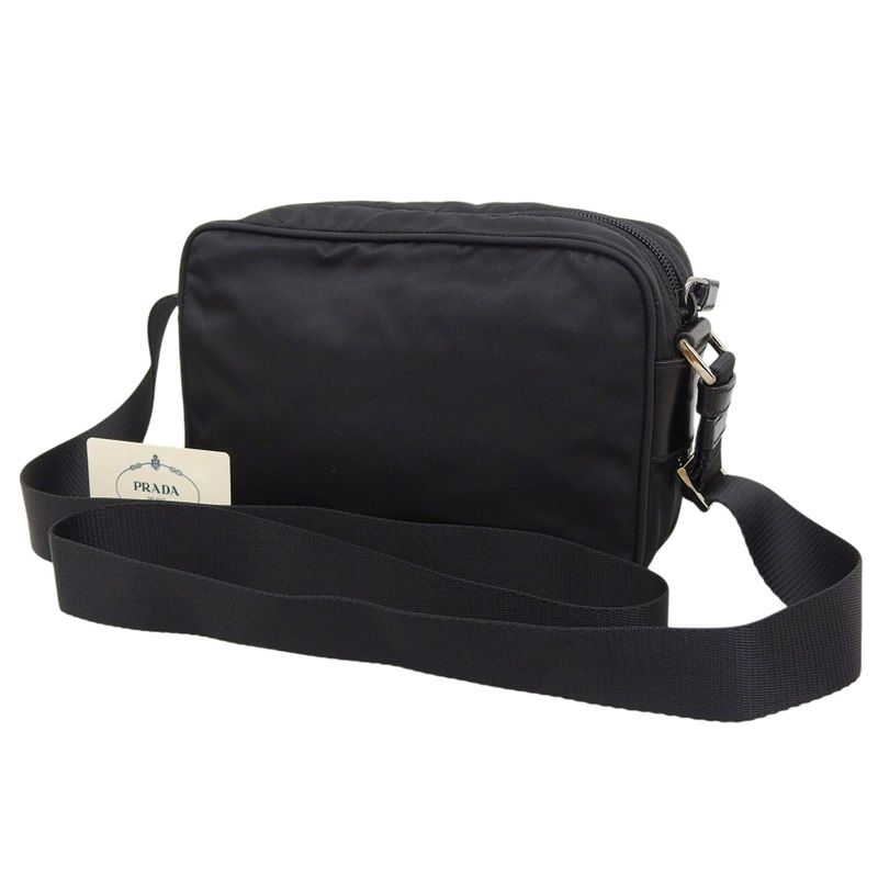 プラダ PRADA ショルダーバッグ 斜め掛けショルダー ナイロン/レザー ブラック BT0167 中古 新入荷 OB2704 プラダ PRADA ショルダーバッグ 斜め掛けショルダー ナイロン/レザー