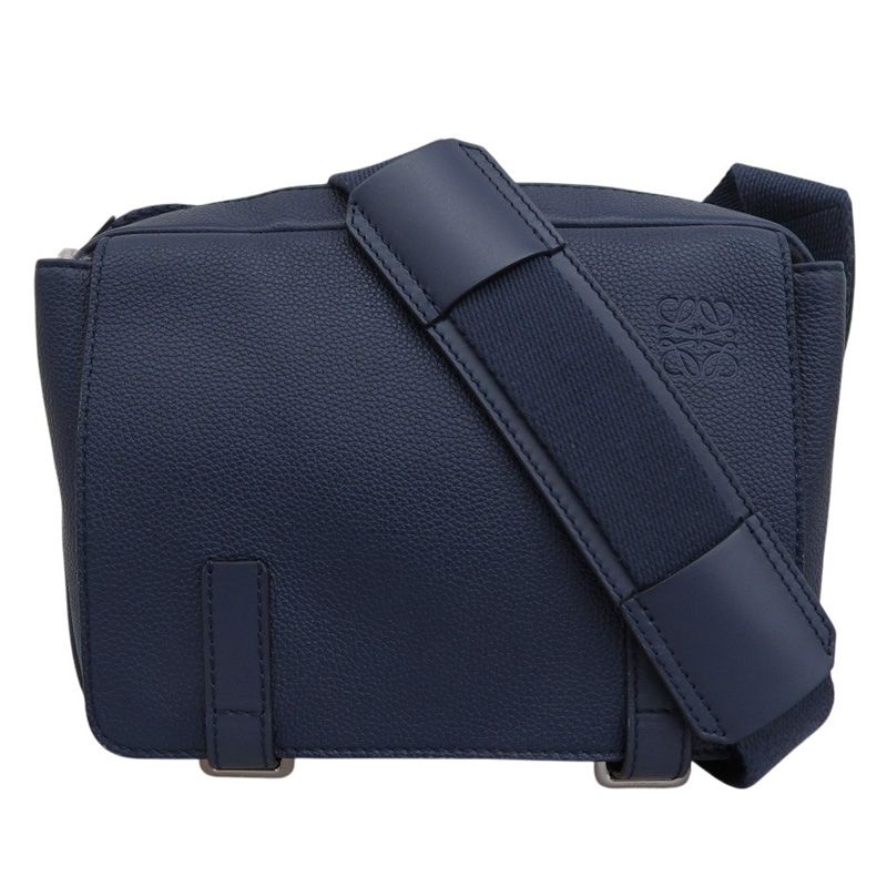 ロエベ LOEWE ミリタリーメッセンジャー ショルダーバッグ 斜め掛けショルダー レザー ネイビー 新入荷 OB2707