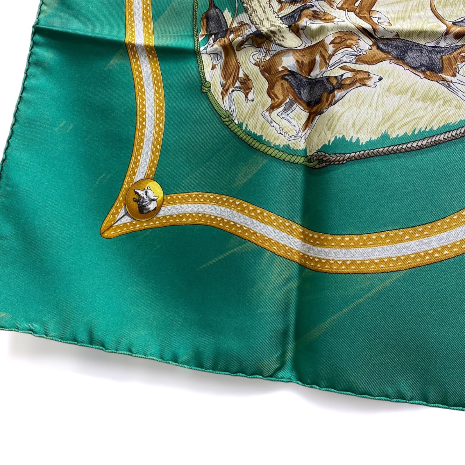 エルメス カレ90 LE LAISSER COURRE シルクスカーフ 猟犬 狩猟