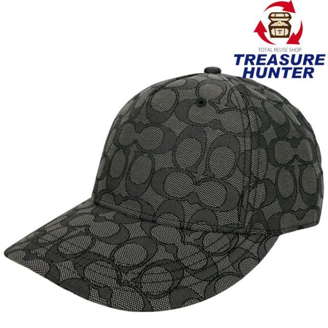 COACH ジャガードシグネチャー ベースボールハット CW766 サイズM L 頭周り50 60cm チャコール コーチ 102061697007