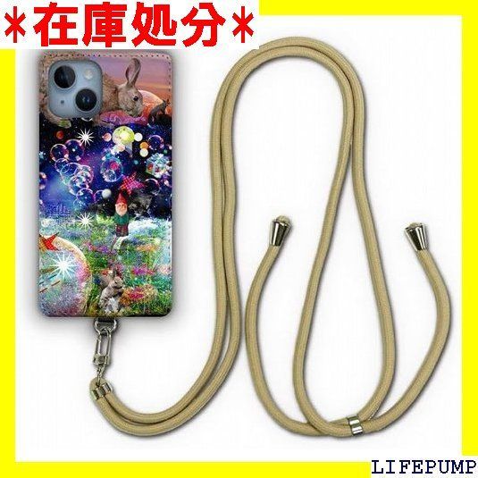 ス ScoLar デザイン iPhone14 ケース スマホショルダー アイフォン14 スマホケース ショルダーストラップ ショルダーケース スマホストラップ カバー スマホカバー メルヘン ウサギ タヌキ 小人 かわい ド デザイン 916