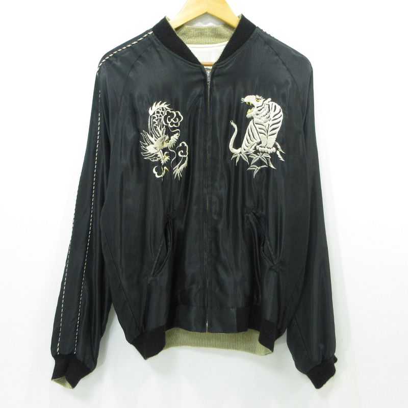三重本店 TAILOR TOYO 東洋エンタープライズ テイラートウヨウテイラートーヨー スーベニアジャケット スカジャン WHITE EAGLE×WHITE TIGER TT13467 ブラック サイズ L 93