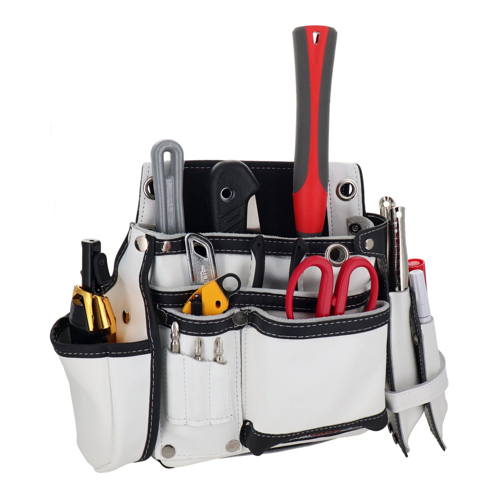 三共コーポレーション DBLTACT 本革卓越 釘袋 2段 サイドケース付 ホワイト DTL-99-WH