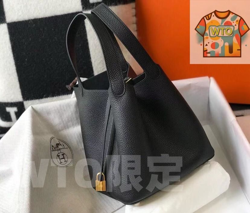 ブラック レディース ハンドバッグ 18 cm ゴールド金具 ピコタン-WTO輸入-GGP 65