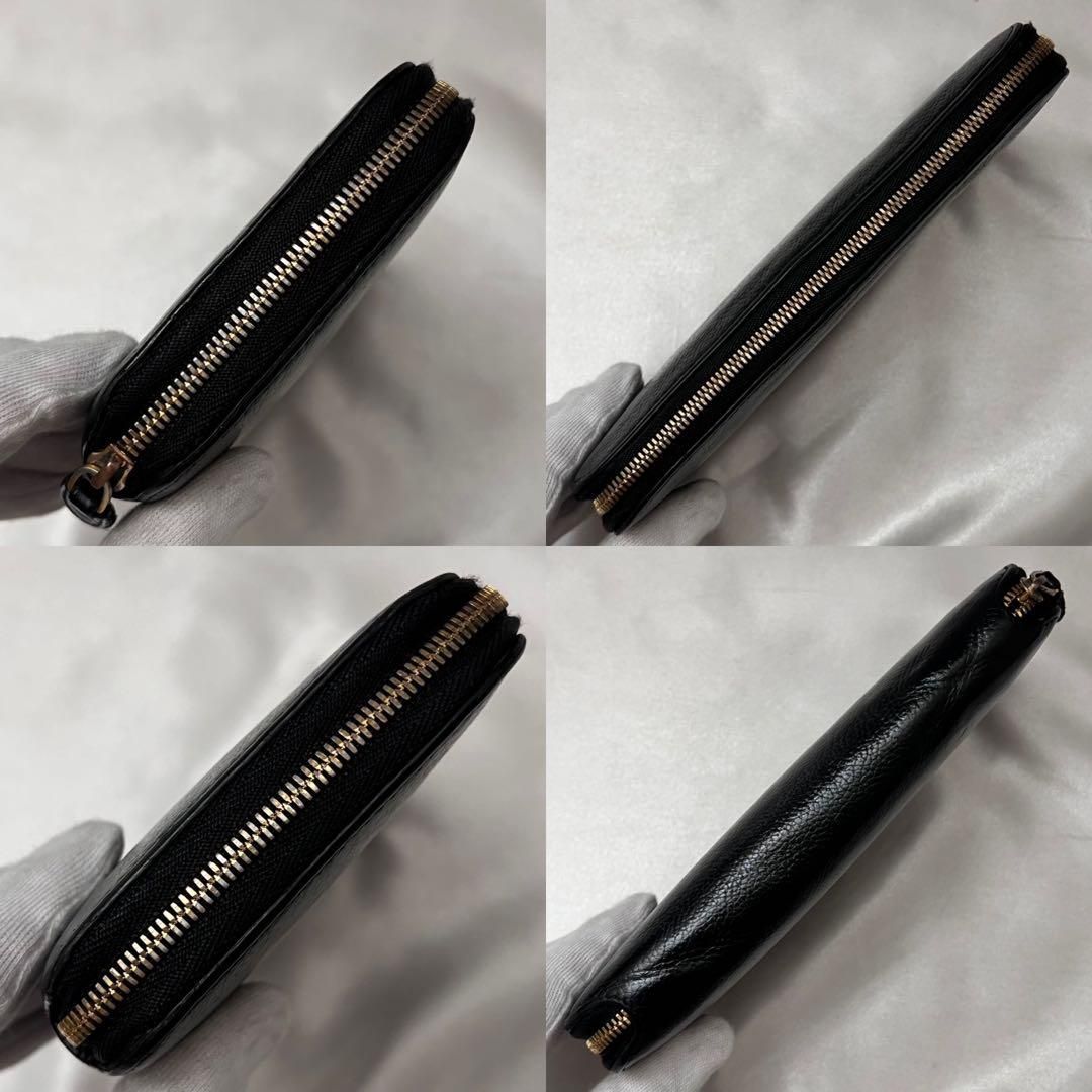 ◇美品◇バレンシアガ ラウンドジップ長財布 白ロゴ×ブラックレザー