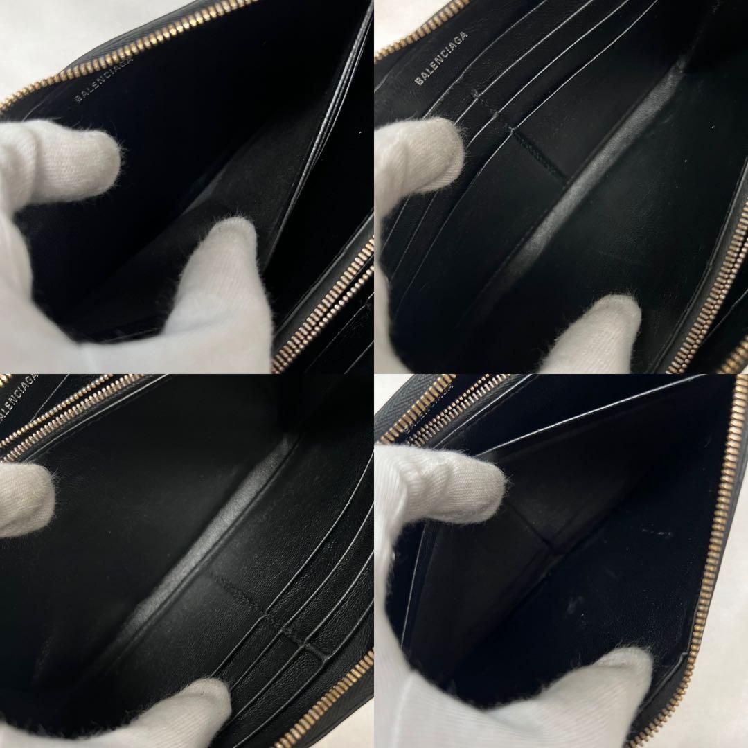 ラウンドジップ長財布 白ロゴ×ブラックレザー