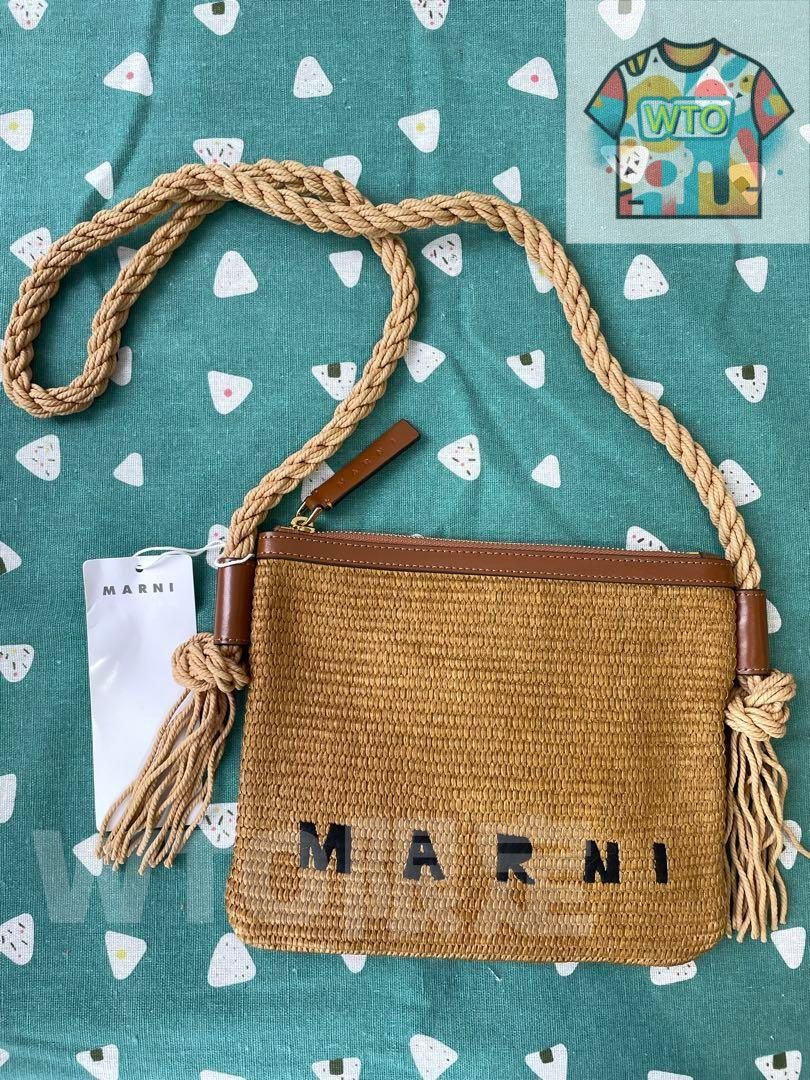 MARNI ラフィアロゴ刺繍ロープチェーンショルダーバッグ WTO輸入 NGC 95
