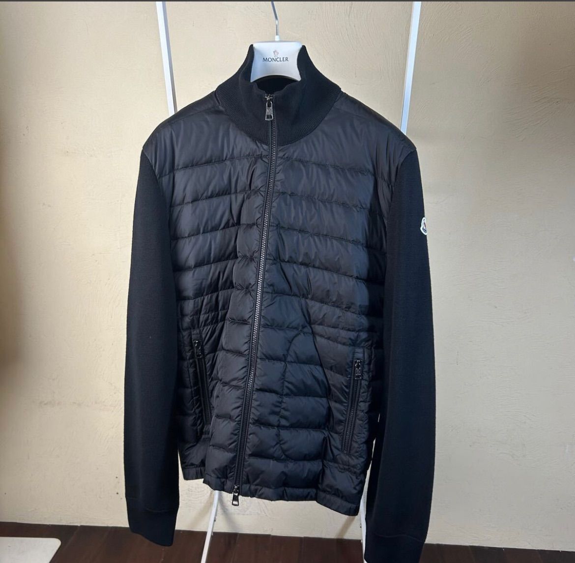 MONCLER モンクレールハイブリッドダウンジャケットニット黒M