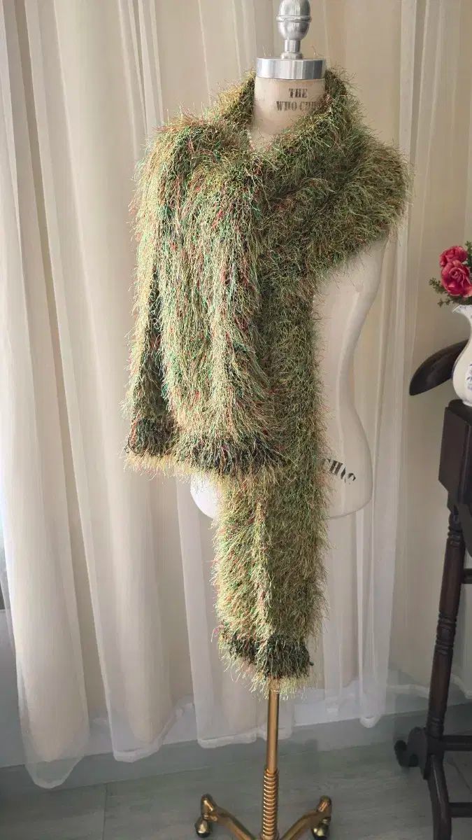 ロング手編みニットショールマフラー マフラー ドレスコード