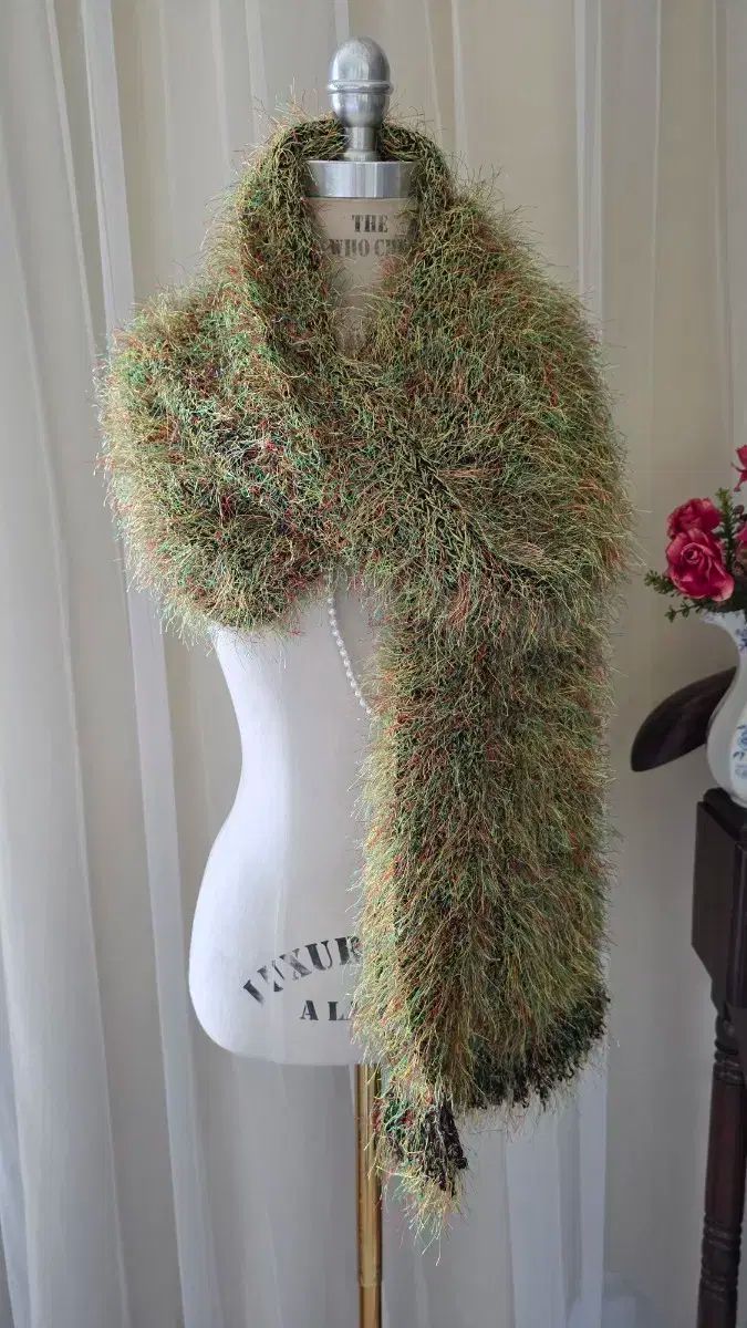 ロング手編みニットショールマフラー マフラー クリスマス ドレスコード