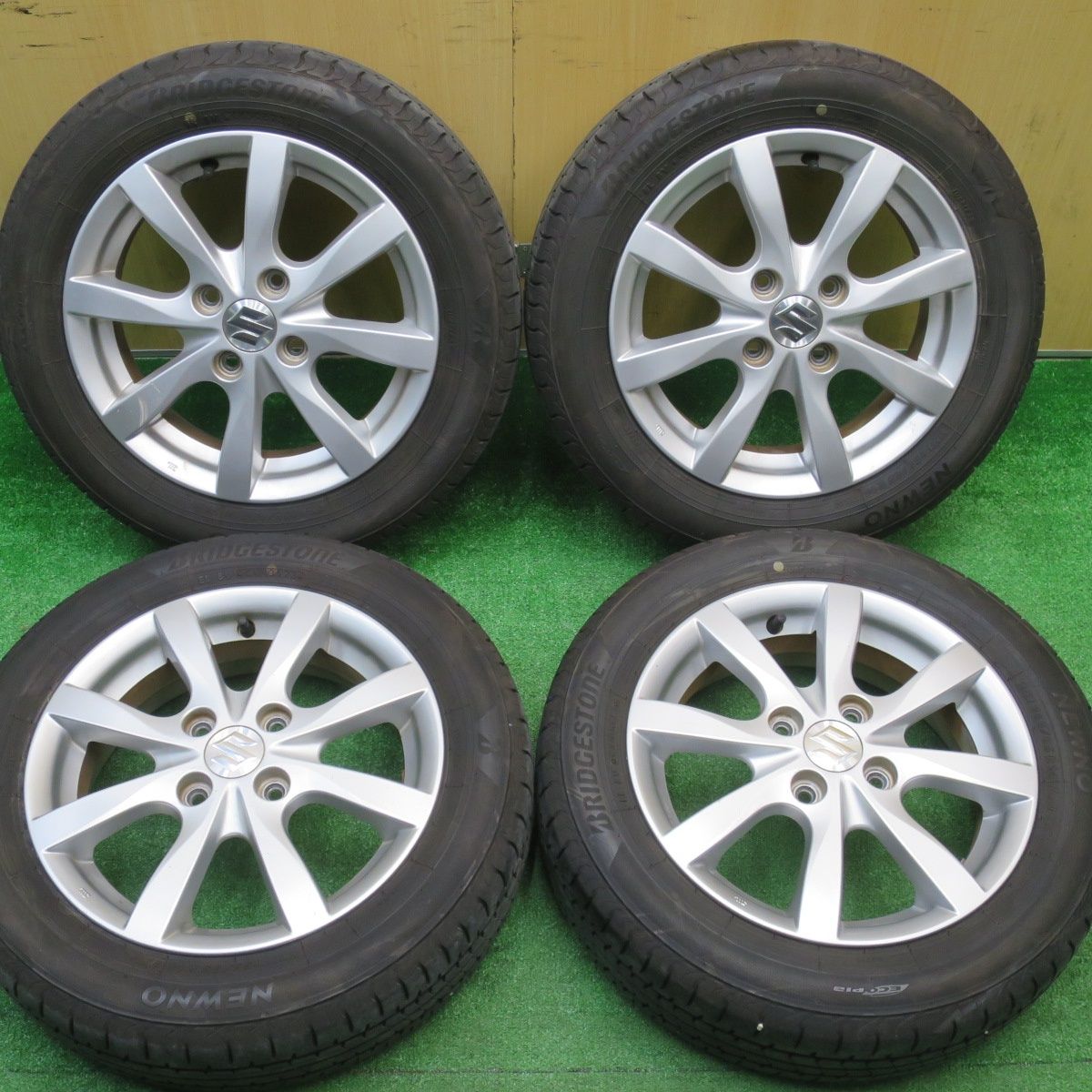 4本価格 23年 スズキ ワゴンR スペーシア アルト 等 155 65 R 14 ブリヂストン NEWNO 14インチ PCD 100 4 H ノ