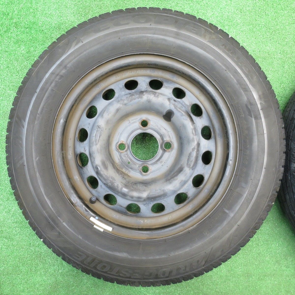  バリ溝 9分 185 70 R 14 ブリヂストン エコピア NH 100 TOPY スチール ホイール 14インチ PCD 4 H ノ 14インチ タイヤ ホイールセット